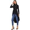 imageFloerns Womens Double Button Long Sleeve Round Neck Asymmetrical Blouse TopsBlack