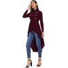 imageFloerns Womens Double Button Long Sleeve Round Neck Asymmetrical Blouse TopsBurgundy