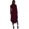 imageFloerns Womens Double Button Long Sleeve Round Neck Asymmetrical Blouse TopsBurgundy