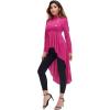imageFloerns Womens Double Button Long Sleeve Round Neck Asymmetrical Blouse TopsHot Pink