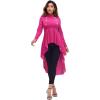imageFloerns Womens Double Button Long Sleeve Round Neck Asymmetrical Blouse TopsHot Pink