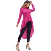 imageFloerns Womens Double Button Long Sleeve Round Neck Asymmetrical Blouse TopsHot Pink