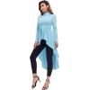 imageFloerns Womens Double Button Long Sleeve Round Neck Asymmetrical Blouse TopsLight Blue