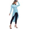 imageFloerns Womens Double Button Long Sleeve Round Neck Asymmetrical Blouse TopsLight Blue