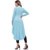 imageFloerns Womens Double Button Long Sleeve Round Neck Asymmetrical Blouse TopsLight Blue