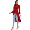 imageFloerns Womens Double Button Long Sleeve Round Neck Asymmetrical Blouse TopsRed