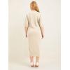imageFloerns Womens Plus Size Mock Neck Short Sleeve Bodycon Pencil Midi DressBeige Pure