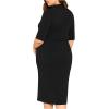 imageFloerns Womens Plus Size Mock Neck Short Sleeve Bodycon Pencil Midi DressBlack Pure