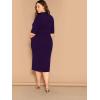 imageFloerns Womens Plus Size Mock Neck Short Sleeve Bodycon Pencil Midi DressDark Purple Pure