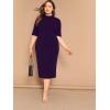 imageFloerns Womens Plus Size Mock Neck Short Sleeve Bodycon Pencil Midi DressDark Purple Pure