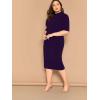 imageFloerns Womens Plus Size Mock Neck Short Sleeve Bodycon Pencil Midi DressDark Purple Pure