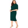imageFloerns Womens Plus Size Mock Neck Short Sleeve Bodycon Pencil Midi DressGreen Pure