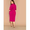 imageFloerns Womens Plus Size Mock Neck Short Sleeve Bodycon Pencil Midi DressHot Pink Rose