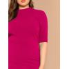imageFloerns Womens Plus Size Mock Neck Short Sleeve Bodycon Pencil Midi DressHot Pink Rose