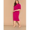 imageFloerns Womens Plus Size Mock Neck Short Sleeve Bodycon Pencil Midi DressHot Pink Rose