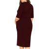 imageFloerns Womens Plus Size Mock Neck Short Sleeve Bodycon Pencil Midi DressWine Red