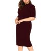 imageFloerns Womens Plus Size Mock Neck Short Sleeve Bodycon Pencil Midi DressWine Red