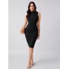 imageFloerns Womens Solid Sleeveless Mock Neck Knee Length Ruched Bodycon DressA Black