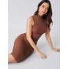 imageFloerns Womens Solid Sleeveless Mock Neck Knee Length Ruched Bodycon DressCoffee Brown