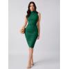 imageFloerns Womens Solid Sleeveless Mock Neck Knee Length Ruched Bodycon DressDark Green
