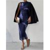 imageFloerns Womens Solid Sleeveless Mock Neck Knee Length Ruched Bodycon DressDeep Blue