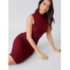imageFloerns Womens Solid Sleeveless Mock Neck Knee Length Ruched Bodycon DressRed Wine