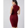 imageFloerns Womens Solid Sleeveless Mock Neck Knee Length Ruched Bodycon DressRed Wine