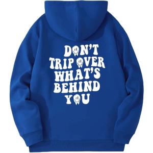imageFloerns Mens Long Sleeve Lightweight Drawstring Letter Print Graphic Hoodies Sweatshirt TopsA Blue