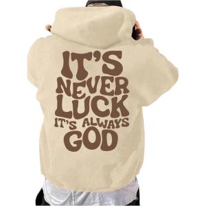imageFloerns Mens Long Sleeve Lightweight Drawstring Letter Print Graphic Hoodies Sweatshirt TopsApricot and Brown