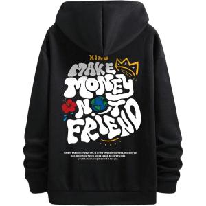 imageFloerns Mens Long Sleeve Lightweight Drawstring Letter Print Graphic Hoodies Sweatshirt TopsBlack Ink Letter