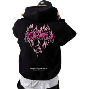 imageFloerns Mens Long Sleeve Lightweight Drawstring Letter Print Graphic Hoodies Sweatshirt TopsBlack Pink Multi