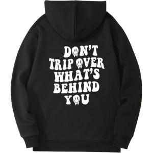 imageFloerns Mens Long Sleeve Lightweight Drawstring Letter Print Graphic Hoodies Sweatshirt TopsBlack and White