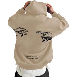 imageFloerns Mens Long Sleeve Lightweight Drawstring Letter Print Graphic Hoodies Sweatshirt TopsKhaki Slogan