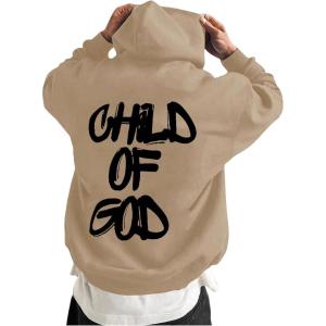 imageFloerns Mens Long Sleeve Lightweight Drawstring Letter Print Graphic Hoodies Sweatshirt TopsLetter Khaki
