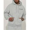 imageFloerns Mens Letter Graphic Print Lightweight Hoodies Long Sleeve Drawstring Pullover Sweatshirts With PocketsGrey Dragon