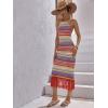 imageFloerns Womens Asymmetrical Fringe Hem Sleeveless Bodycon Party Long DressCoral Orange