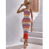 imageFloerns Womens Asymmetrical Fringe Hem Sleeveless Bodycon Party Long DressCoral Orange