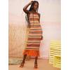 imageFloerns Womens Asymmetrical Fringe Hem Sleeveless Bodycon Party Long DressGeometric Orange