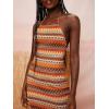 imageFloerns Womens Asymmetrical Fringe Hem Sleeveless Bodycon Party Long DressGeometric Orange