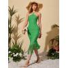 imageFloerns Womens Asymmetrical Fringe Hem Sleeveless Bodycon Party Long DressGreen