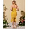 imageFloerns Womens Asymmetrical Fringe Hem Sleeveless Bodycon Party Long DressMustard Yellow