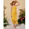 imageFloerns Womens Asymmetrical Fringe Hem Sleeveless Bodycon Party Long DressMustard Yellow