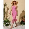 imageFloerns Womens Asymmetrical Fringe Hem Sleeveless Bodycon Party Long DressPink