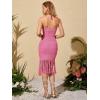 imageFloerns Womens Asymmetrical Fringe Hem Sleeveless Bodycon Party Long DressPink
