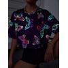 imageFloerns Womens Casual Reflective Short Sleeve Round Neck Crop Tops T ShirtsBlack