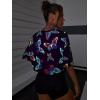 imageFloerns Womens Casual Reflective Short Sleeve Round Neck Crop Tops T ShirtsBlack