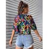 imageFloerns Womens Casual Reflective Short Sleeve Round Neck Crop Tops T ShirtsBlack Heart