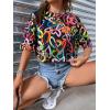 imageFloerns Womens Casual Reflective Short Sleeve Round Neck Crop Tops T ShirtsBlack Heart