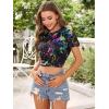 imageFloerns Womens Casual Reflective Short Sleeve Round Neck Crop Tops T ShirtsBlack Multi