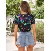 imageFloerns Womens Casual Reflective Short Sleeve Round Neck Crop Tops T ShirtsBlack Multi